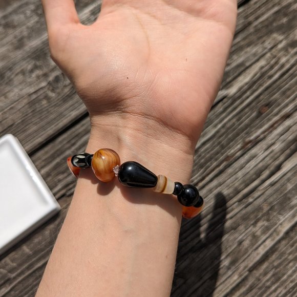 Tiger Eye Stone Glass Bead Stretch Bracelet Bundle - Picture 8 of 11